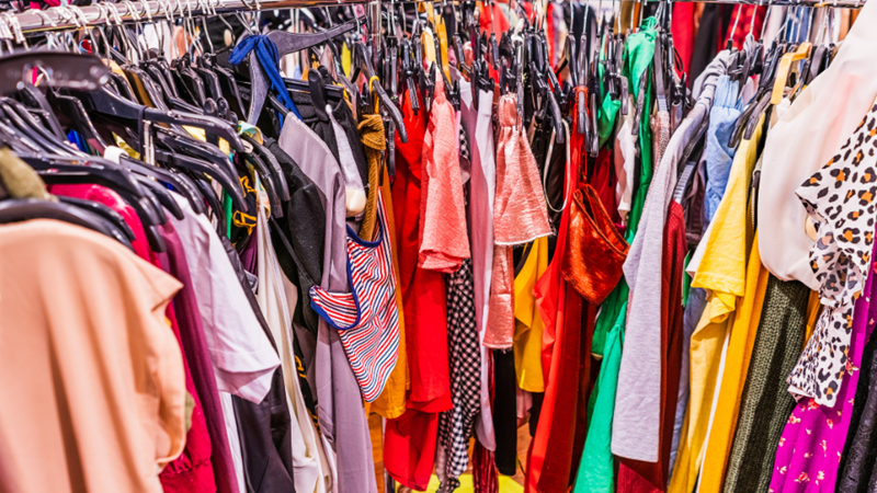 rack of clothes showing a consumer lifestyle